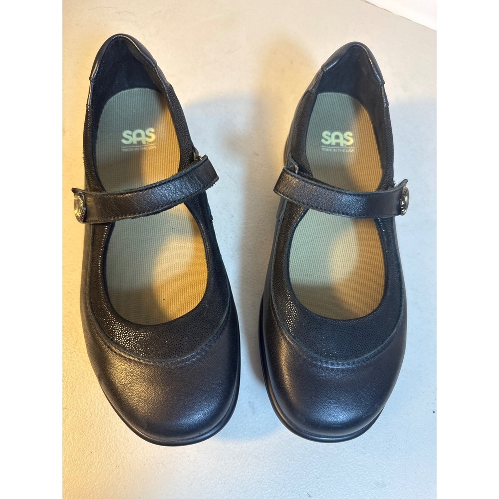 SAS Walk Easy Black Leather Mary Jane Walking Shoe Women Comfort Made in USA9.5W